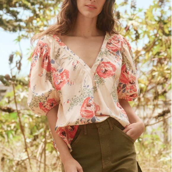 THE GREAT. Tops - The Great Silk Bungalow Top in Echo Rose Print